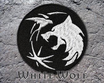 The Witcher White Wolf Patch - Embroidered Geralt of Rivia Kaer Morhen Netflix Henry Cavill Yenefer Jaskier Dandelion sew on iron on velcro