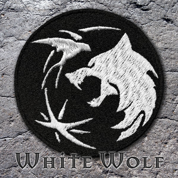 The Witcher White Wolf Patch - Embroidered Geralt of Rivia Kaer Morhen Netflix Henry Cavill Yenefer Jaskier Dandelion sew on iron on velcro