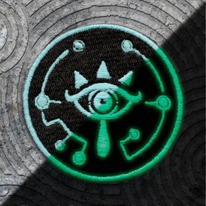 Legend of Zelda Glow in the Dark Embroidered Patch Sheikah Eye Symbol Tears of the Kingdom Breath of the Wild Link Sheik Nintendo BotW TotK