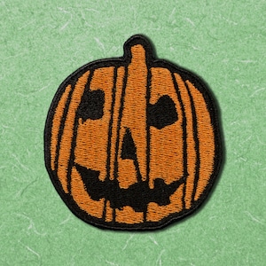 Halloween Jack-O-Lantern Embroidered Patch - Haddonfield Michael Myers Pumpkin Laurie Strode cosplay sew on iron on horror movie embroidery