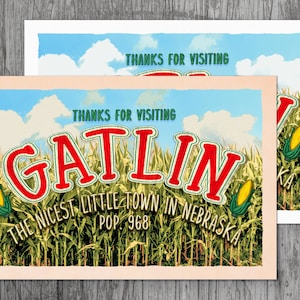 Carte postale Gatlin - ENFANTS du maïs Stephen King Gatlin Nebraska Décoration d'Halloween film d'horreur signet décoration de cadeau