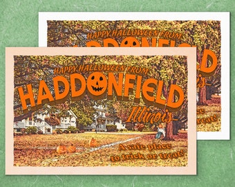 Carte postale Haddonfield - HALLOWEEN Michael Myers Laurie Strode Haddonfield Illinois amateur de films d&#39;horreur à collectionner impression d&#39;art signet cadeau