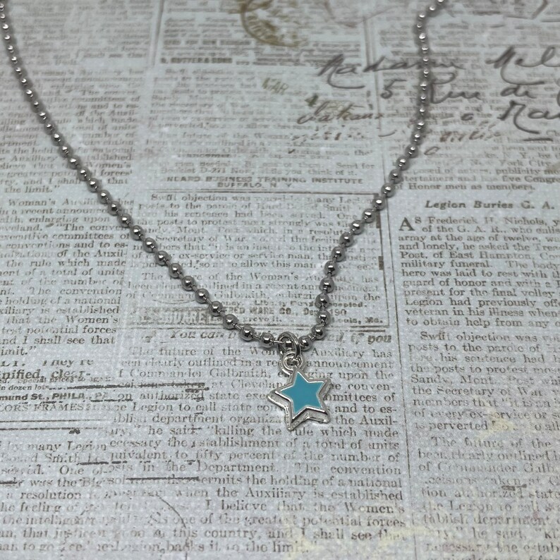 Star Charm Ball Chain Necklace Etsy