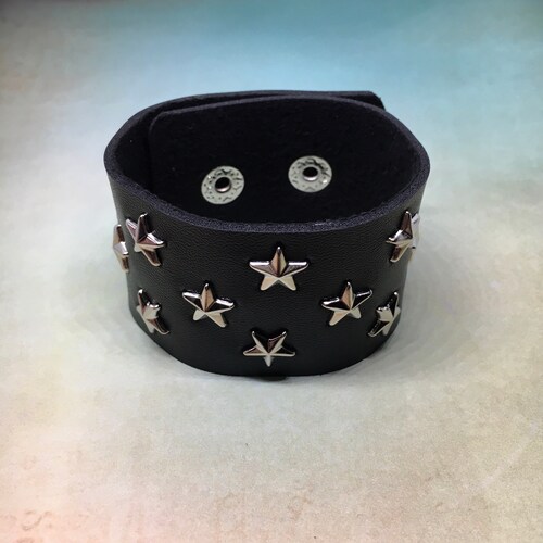10mm Spike Studded Leather Bracelet Wristband 10mm Flat Black - Etsy
