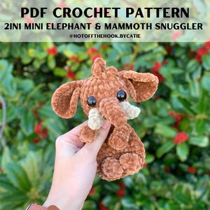 Crochet Pattern | Mini Elephant Mammoth Snuggler | 2-in-1 Crochet Pattern | Elephant Crochet Pattern | Mammoth Crochet Pattern