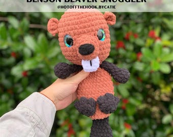 Crochet Pattern | Benson Beaver | Crochet Beaver Pattern | Beaver Snuggler | Low-Sew Beaver Snuggler | Crochet Patterns
