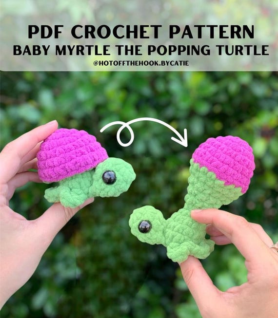 Baby Myrtle Turtle Crochet Pattern: No-Sew Popper Fidget (PDF Pattern)