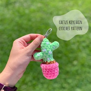 Crochet Pattern | Cactus Keychain | Keychain Pattern | Cactus Pattern | Crochet Cactus Patterns | Low-Sew Crochet Patterns