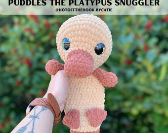 Puddles the Platypus | Crochet Pattern | Platypus Snuggler Pattern | Low-Sew Snuggler (PDF)