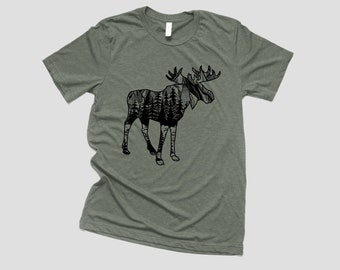 Moose Wildlife Mens PRINTED T-SHIRT Animals Forest Animal