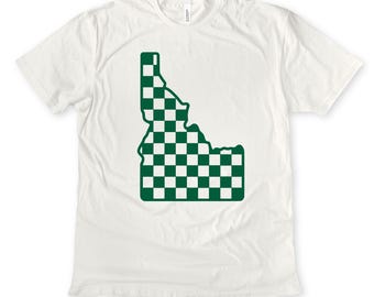 Idaho Checkered Outline Graphic Tee | Long Sleeve | Crewneck Sweatshirt | Hoodie 043