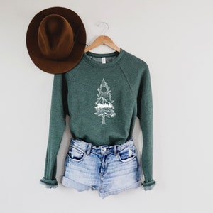 Pine Tree Sweatshirt, Outdoor Sweatshirt, Mens Hoodie, Hoodie for Women, Womens Crewneck, Crewneck for Men, Soft Sweatshirt, Camping