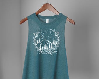 Mountain Scene Tank Top | Bella Cropped and Regular Tank Top 011