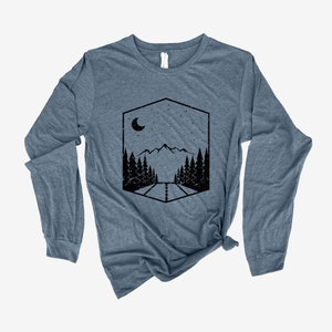 Womens Shirts, Long Sleeve Shirt, Womens Long Sleeve Shirts, Graphic Tees, Nature Shirt, Mountain Shirt, Hiking Shirt, Camping Shirt, Wander