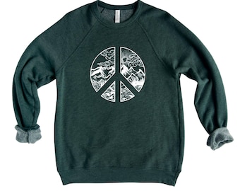 Peace Sign Mountain Hoodie Sweatshirt | SOO Soft 002