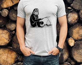 Camping Shirt, Men's Shirts, Camping Shirt, Happy Camper Shirt, Camping Gift, Bigfoot Shirt, Sasquatch Shirts, Bigfoot Lover Gift, Smores