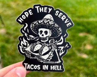 Pegatina de esqueleto de taco: divertida pegatina para parachoques/calcomanía impermeable para coche, regalo para amantes de los tacos.