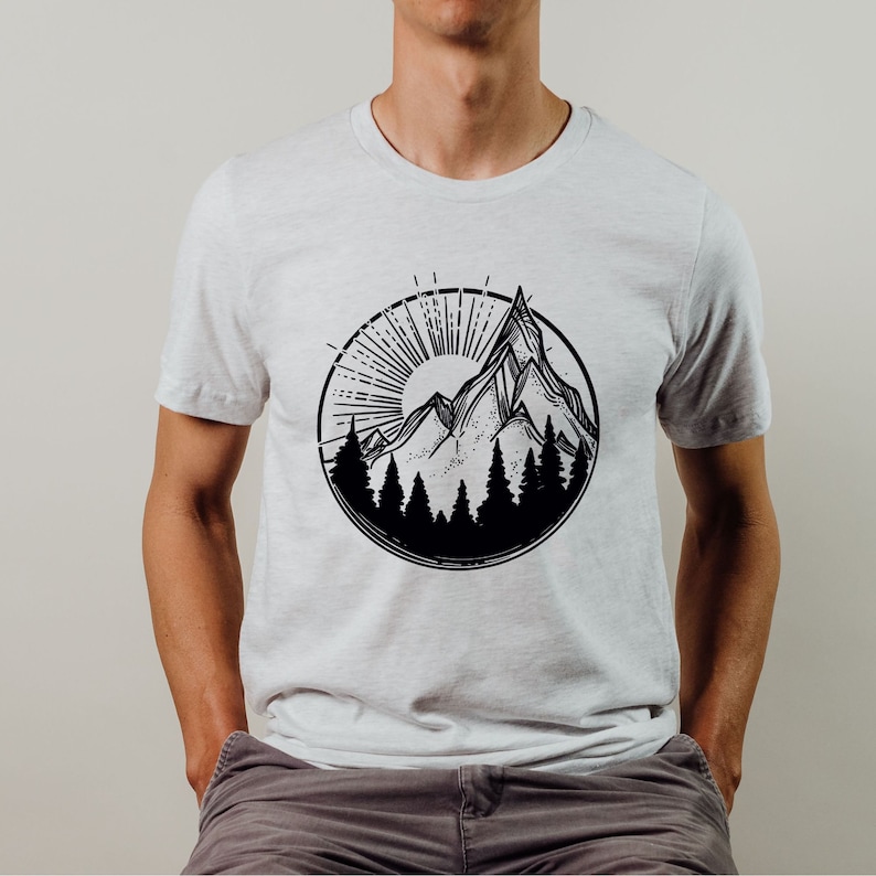 Mens Shirts, PNW Shirt, Graphic Tees, Gift for Men, Nature Shirt, Mountain Shirt, Nature Lover Gift, Mens T-Shirts, Camping Shirts, Wander image 1