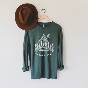 Cute Long Sleeve Shirt, Forest Nature, Camping, Mountains, Wanderlust Shirt, Nature Clothing, Hiking Shirt, Nature Lover Shirt, Roadtrip