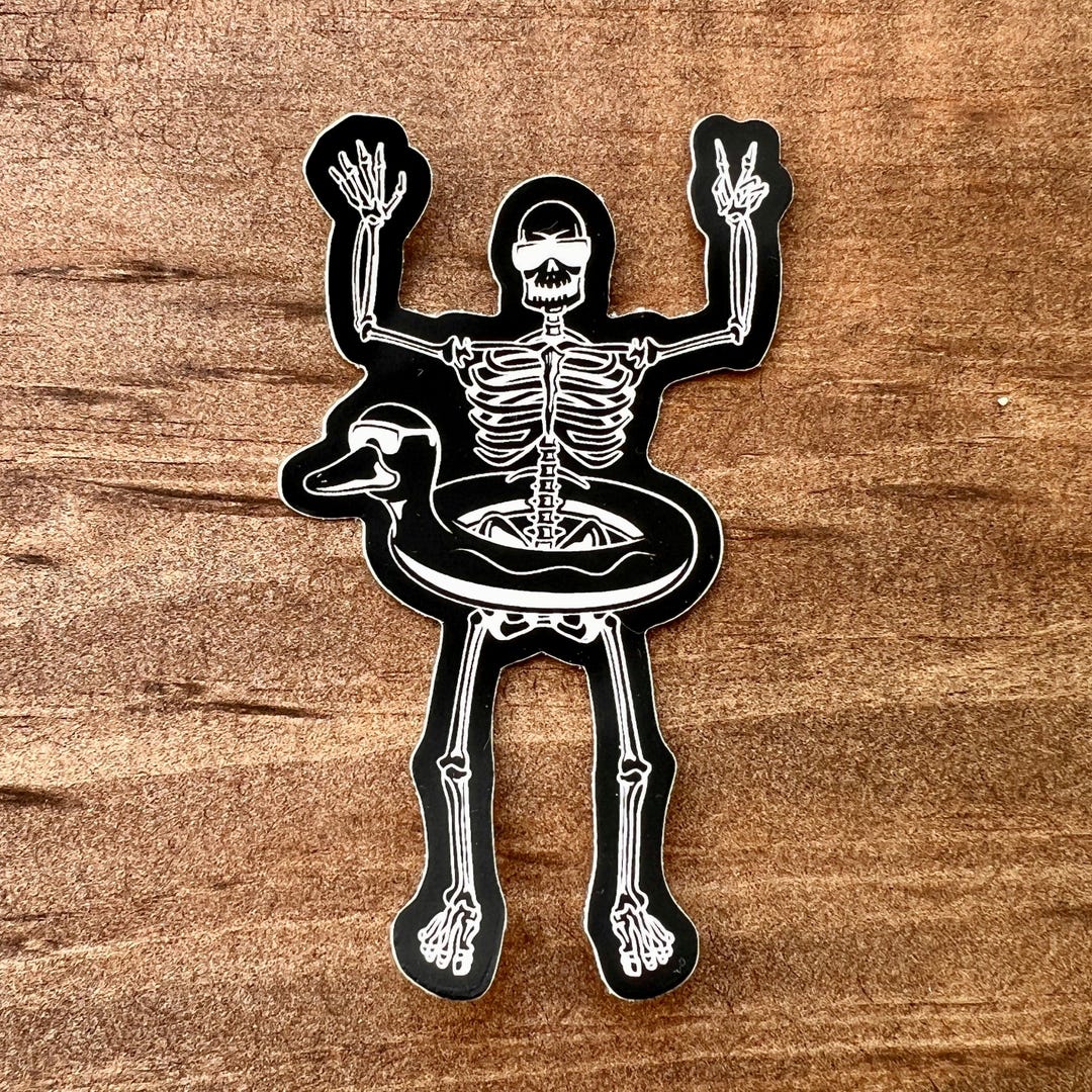 Pool Skull Sticker Skeleton Swimming Sticker – Weatherproof Vinyl Bumper Sticker With ...