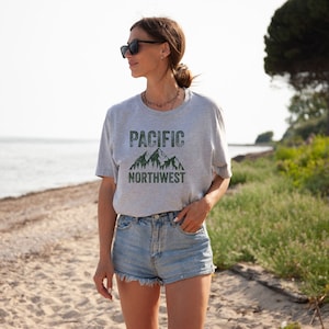 PNW Shirt, Pacific Northwest, Womens Shirts, Graphic Tee, Camping T Shirt, Travel Shirt, Nature TShirt, Hiking Shirt, Gift for Her