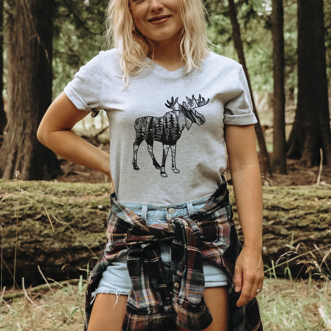 Moose Shirts for Women, Cute Moose T Shirt, Wildlife Shirts, Animal T ...