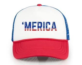 Trucker Hat, 4th Of July Hat, Independence Day, Party Hat, Merica Hat, I love USA, American Flag, Freedom, Patriot, Patriotic, Patriotism