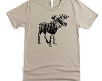 Moose Outline Forest Graphic Tee | Long Sleeve | Hoodie | Sweatshirt 024