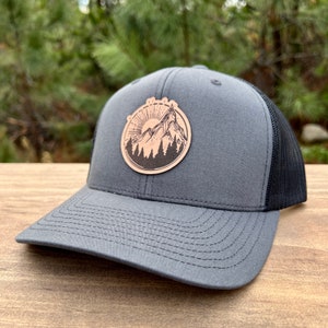 Nature Hat, Hiking, Adventure, Hats for Men, Hats for Women, Mountain Hat, Nature Lover, Explore More, Gift for Hiker, Leather Patch Flexfit