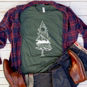 Mens Shirts, PNW Shirt, Graphic Tees, Gift for Men, Nature Shirt, Mountain Shirt, Nature Lover Gift, Mens T-Shirts, Camping Shirts, Wander
