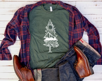 Chemises pour hommes, chemise PNW, t-shirts graphiques, cadeau pour hommes, chemise nature, chemise montagne, cadeau amoureux de la nature, t-shirts pour hommes, chemises de camping, Wander