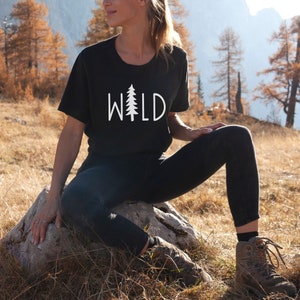 Wild Tree Shirt, Womens Shirts, Women's Graphic Tee, Hiking Shirt, Mountain Shirt, Nature TShirt, Adventure Shirt, Camping Shirt, Gift Her