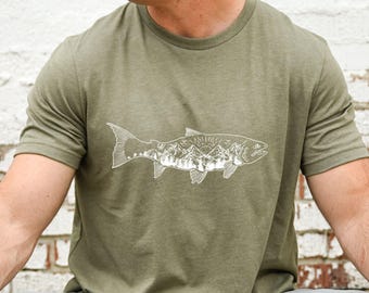 Mens Shirts, Fishing Shirt, Fishing Gift, Salmon Shirts, Fishing T Shirt, Fisherman Shirt, Graphic Tees for Men, Nature, Camping Shirts