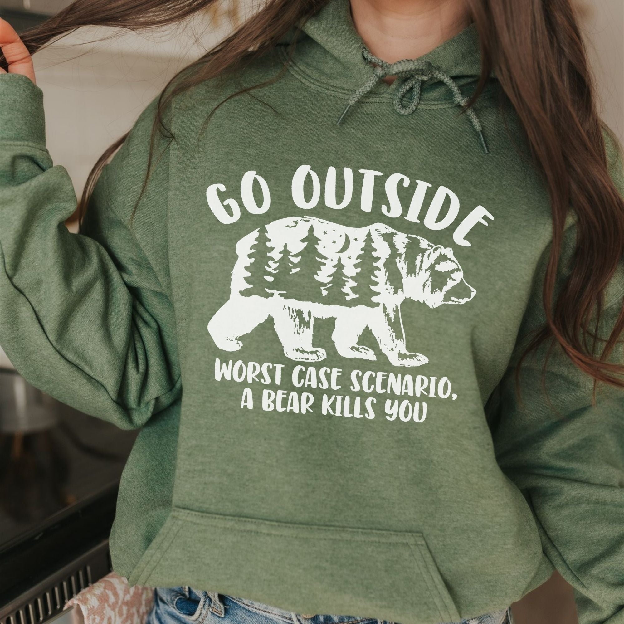 Hilarious Bear Sweatshirt Go Outside Gildan Hoodie or - Etsy