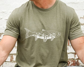 Mens Shirts, Fishing Shirt, Fishing Gift, Salmon Shirts, Fishing T Shirt, Fisherman Shirt, Graphic Tees for Men, Nature, Camping Shirts