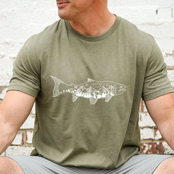 Mens Shirts, Fishing Shirt, Fishing Gift, Salmon Shirts, Fishing T Shirt, Fisherman  Shirt, Graphic Tees for Men, Nature, Camping Shirts 