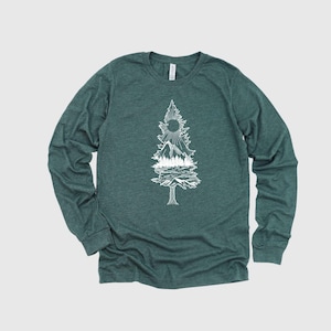 Tree Long Sleeve © tree shirt, forest t shirt, explore tshirt, get outdoors, christmas gift, mountain, long sleeve shirt, adventure tee