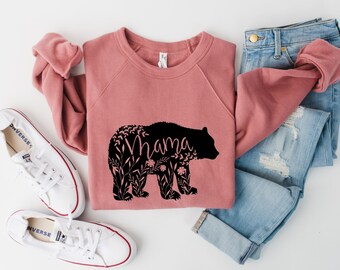 Mama Bear Crewneck, Mom Sweater Babyshower Gift Motherhood Life Mothers Day Blessed Mommin Mom To Be Sweathshirt Pregnancy Announcement