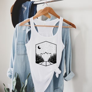 Womens Tank Tops, Muscle Tank, Racerback Tank Top, Camping Shirt, Nature Shirt, Mountain Shirt, PNW Shirt, Travel Shirt, Graphic Tees