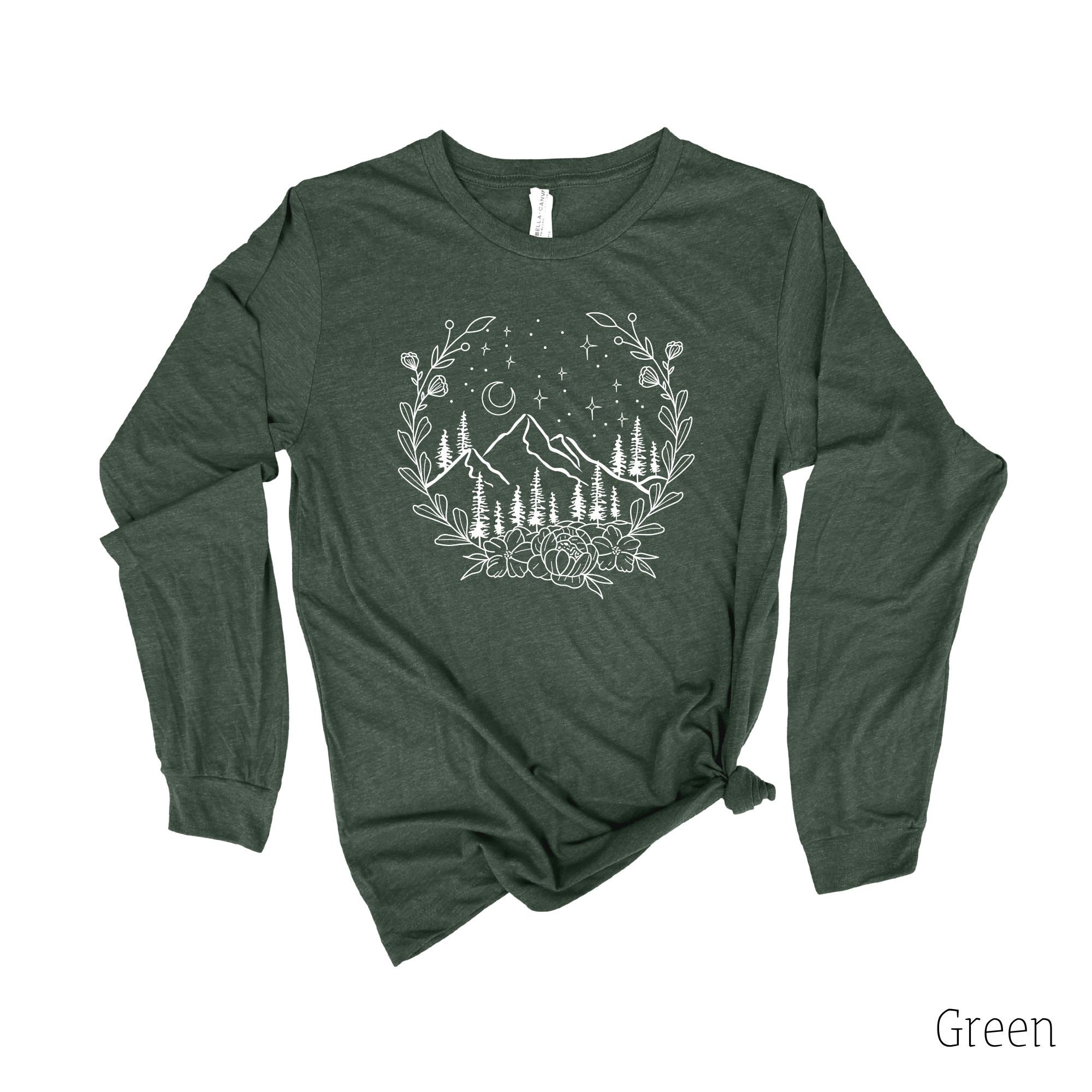 Mountain Scene Long Sleeve Shirt Cute Long Sleeve T Shirt Long Sleeve Shirts for Women Wanderlust Shirt Gift for Her Gift for Wife Etsy