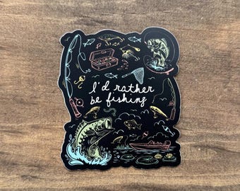 I'd Rather Be Fishing Sticker – Funny Fishing Sticker | Waterproof Vinyl Decal 117