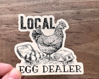 Autocollant en vinyle imperméable à l’eau, autocollant hilarant de marchand d’œufs pour les amateurs de poulet, autocollant local de marchand d’œufs, autocollant pour les amateurs de poulet, marchand d’œufs local