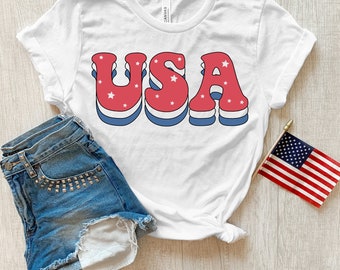 T-shirt à bulles USA pour le 4 juillet * COUPE UNISEXE * rouge blanc bleu, t-shirt graphique patriotisme, fier américain