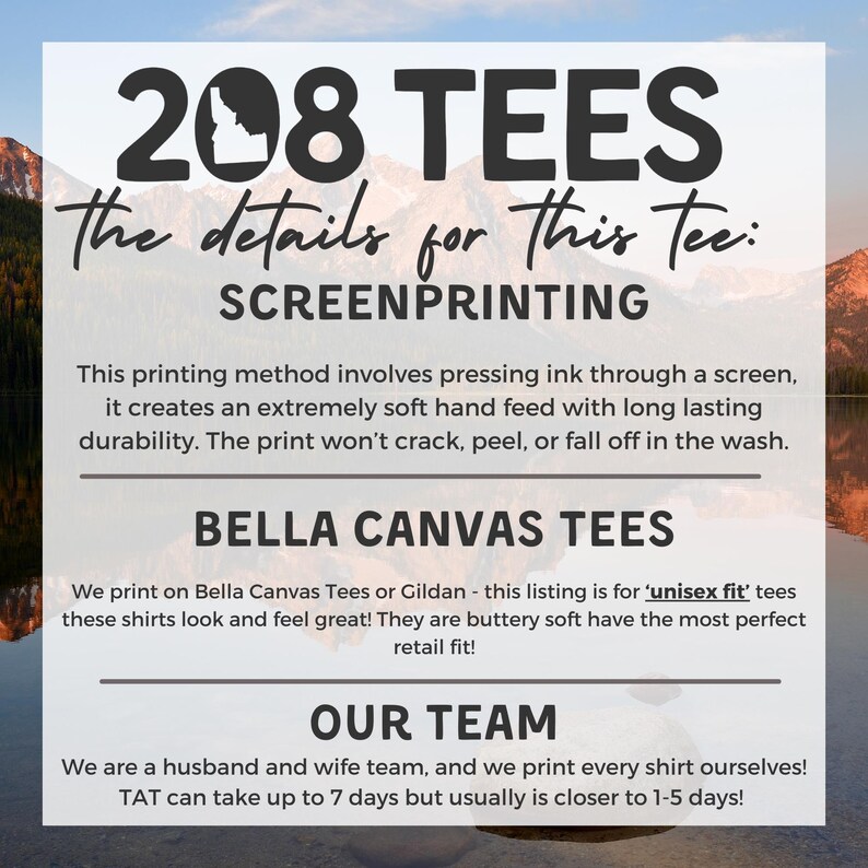 a poster with a picture of a lake and mountains in the background