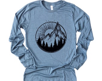 Long Sleeve Nature Shirt © Cute Long Sleeve Shirt for Women / Mountain Shirts /  Hiking  Gift / Gift for Her / Womens Shirt / Shirts Women