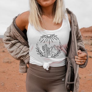 Desert Tank Top, Mountain Tank Tops, Plant Shirt, Succulent, Cactus Shirt, Boho Tank Top, Arizona, Cacti, Plant Lover Gift, Desert Vibes