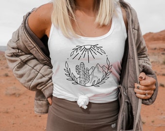 Desert Tank Top, Mountain Tank Tops, Plant Shirt, Succulent, Cactus Shirt, Boho Tank Top, Arizona, Cacti, Plant Lover Gift, Desert Vibes