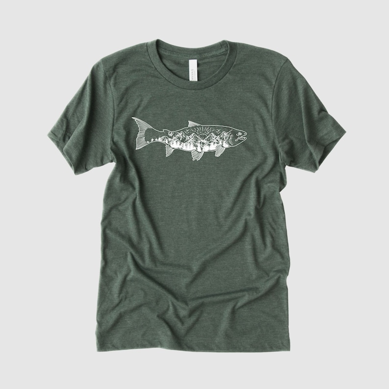 Mens Shirts, Fishing Shirt, Fishing Gift, Salmon Shirts, Fishing T Shirt, Fisherman Shirt, Graphic Tees for Men, Nature, Camping Shirts image 2