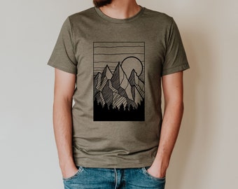 Mens Shirt, Mountain T Shirt, Nature Shirt, Hiking Shirt, Shirt for Camping, Outdoor Apparel, Casual, Mens Graphic Tees, Adventure Shirts