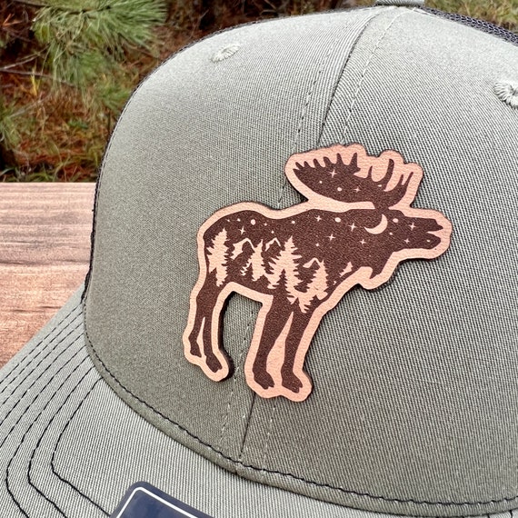 Moose Hat Animals Adventure Hats for Men Hats for Women Mountain Hat Nature Lover Wildlife Gift for Hiker Leather Patch Hat Etsy